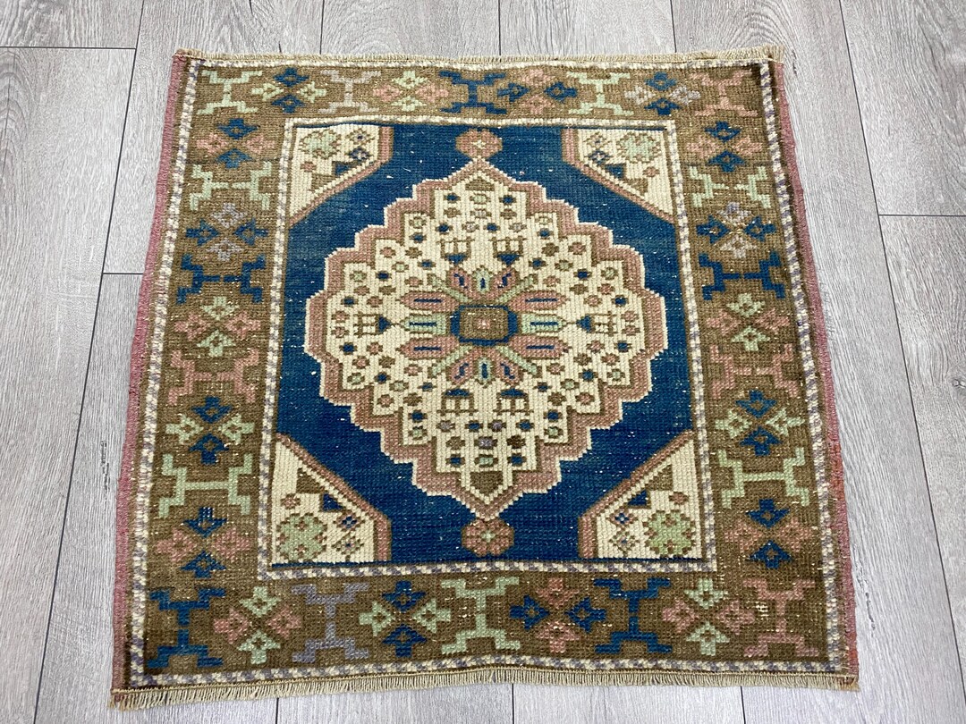 2x2 Blue Rug, 2x2 Square Rug, 2x2 Small Rug, 2x2 Unique Rug, 2x2 ...