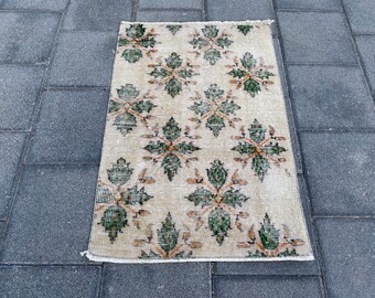 2.0 x 3.0 ft, Vintage rug, Small rug, Turkish rug, Oushak wool rug, Doormat rug, Bath rug, Handmade rug, Bohemian rug, Boho rug, Decor rug