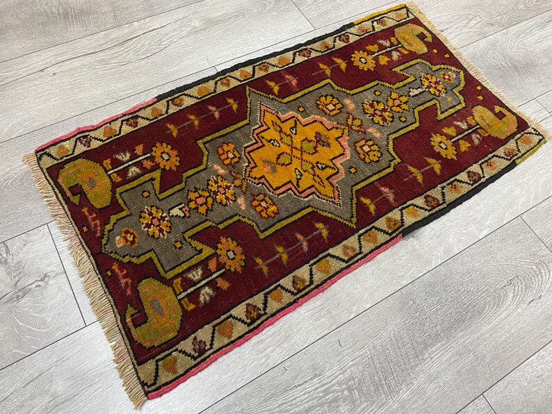 Turkish Rug Small Turkish Small Rug, Vintage Mini Rug, Unique Rug, Doormat Rug, Laundry ...
