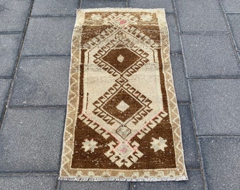 1.7 x 3.2 ft, Vintage rug, Turkish rug, Brown rug, Small rug, Wool rug, Doormat rug, Boho rug, Handmade rug, Bohemian rug, Antique rug