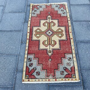 1,7 x 3,3 piedi, tappeto Boho, tappeto zerbino, piccolo tappeto turco, tappeto vintage, tappeto orientale, tappeto da bagno, tappeto in lana Oushak, tappeto organico, tappeto fatto a mano