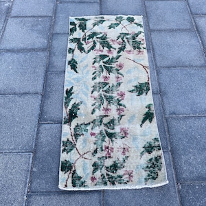 1.5 x 3.4 ft, Doormat rug, Yellow rug, Turkish rug, Organic rug, Handmade rug, Tribal rug, Bath rug, Vintage rug, Bohemian rug, Small rug