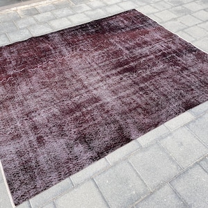 Black oversize rug, Vintage rug, Large rug, Turkish rug, Overdyed rug, Living room rug, Bohemian rug, Handmade rug, Organic rug 6.6 x 8.2 ft