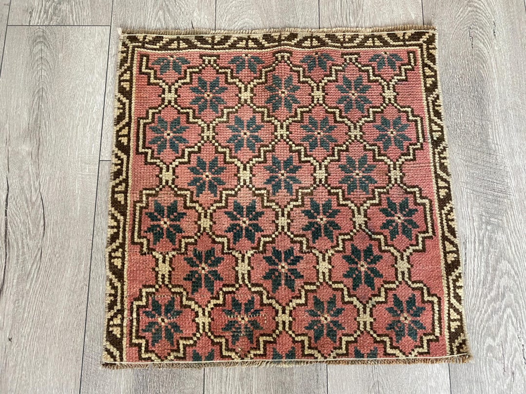 1.9 X 1.9 Ft, Vintage Square Rug, Small Rug, Boho Decor Rug, Handmade ...
