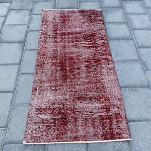 2.5 x 5.2 ft, Red rug, Turkish rug, Vintage rug, Bohemian rug, Runner rug, Oushak rug, Handmade rug, Wool rug, Boho decor rug, Bohemian rug