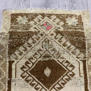 Brown wool rug, Organic rug, Doormat rug, Kitchen rug, Faded rug, Turkish rug, Vintage rug, Bohemian rug, Handmade rug, Bath rug, 1.7x3.2 ft image 7