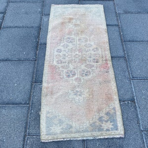 1.4x3.3 ft, Antique rug, Faded rug, Turkey rug, Small rug, Carpet, Vintage rug, Turkish rug, Boho rug, Handmade rug, Bohemian rug, Wool rug