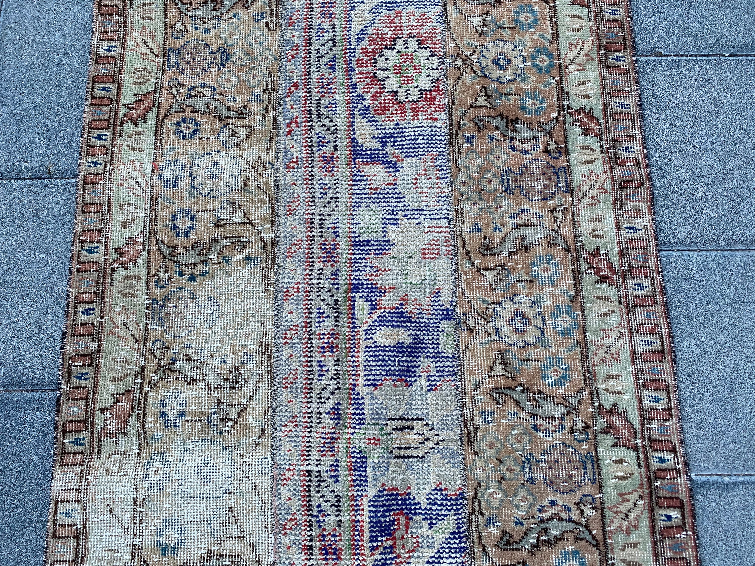 2.7 x 9.8 フィート、トルコ製ランナーラグ、パッチワークラグ、廊下用