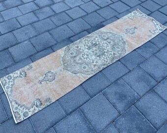 2.0x7.8 ft, Oushak rug runner, Vintage rug, Boho rug, Turkish rug, Oriental rug, Kitchen rug, Bohemian rug, Organic rug, Wool rug, Boho rug