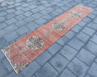2.0x10.1 ft, Hallway rug, Runner rug, Vintage rug, Pink rug, Turkish rug, Boho decor rug, Handmade rug, Bohemian rug, Oriental rug, Wool rug