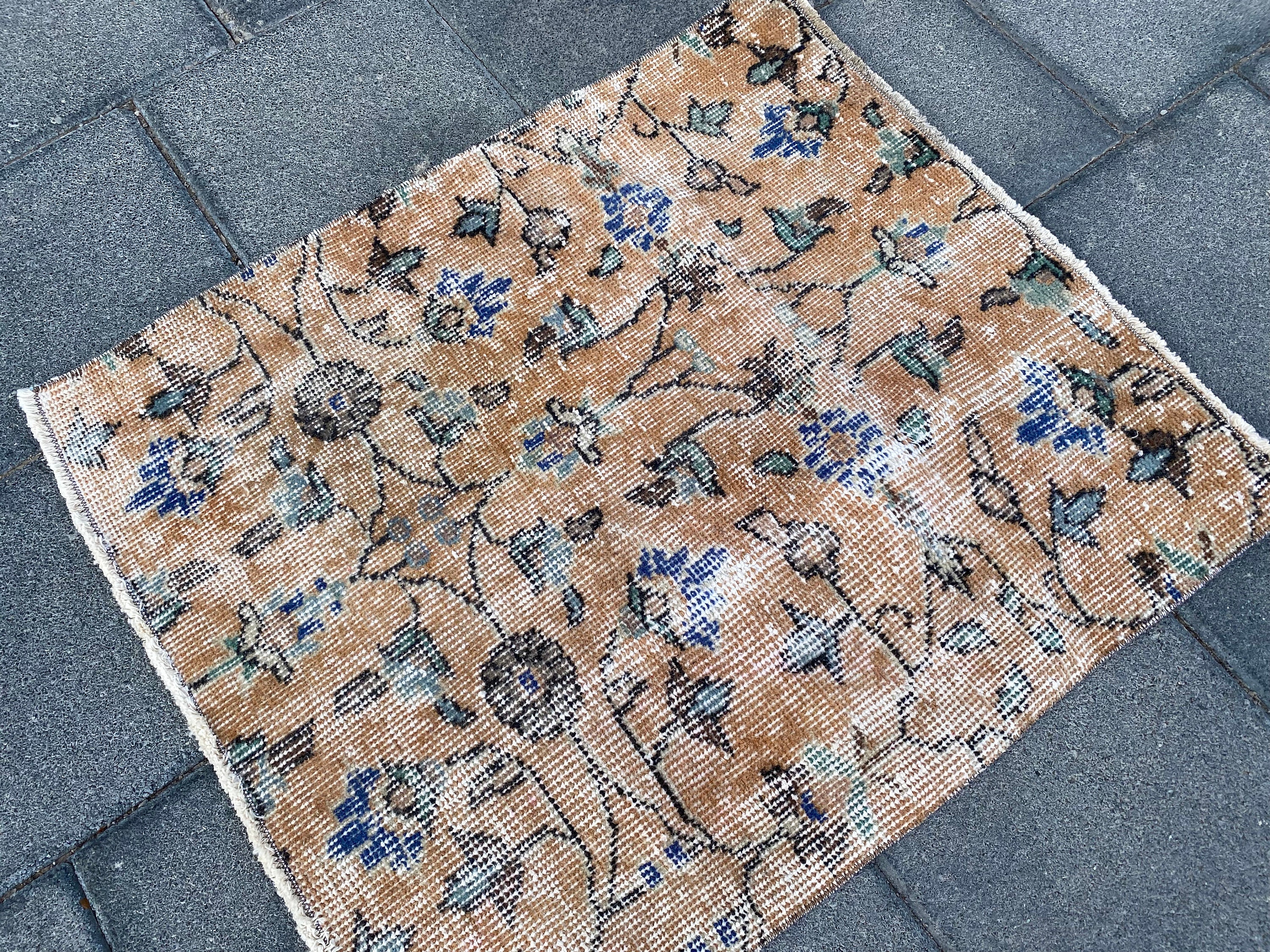 2.3 X 2.6 Ft, Orange Square Rug, Small Rug, Boho Rug, Vintage Rug ...