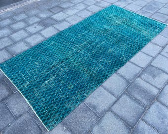 130x250, Türkiser Teppich, Oushak Teppichläufer, Küchenteppich, Boho Teppich, Handgemachter Wollteppich, Boho Teppich, Türkischer Teppich, Vintage Teppich