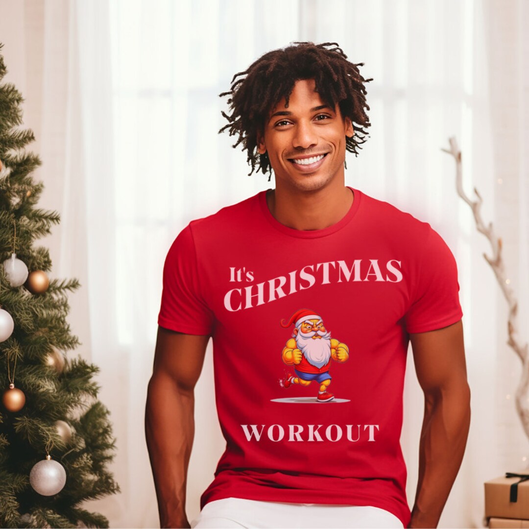 Santa's Workout, Christmas Red Shirt, Funny Christmas Shirt, Original