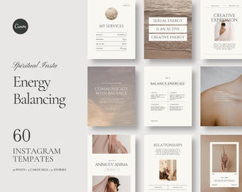 Spiritual Energy Instagram Templates - Coaching, Yin Yang (Canva)