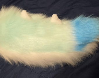 Cyan and Blue Dino Nub Fursuit Tail