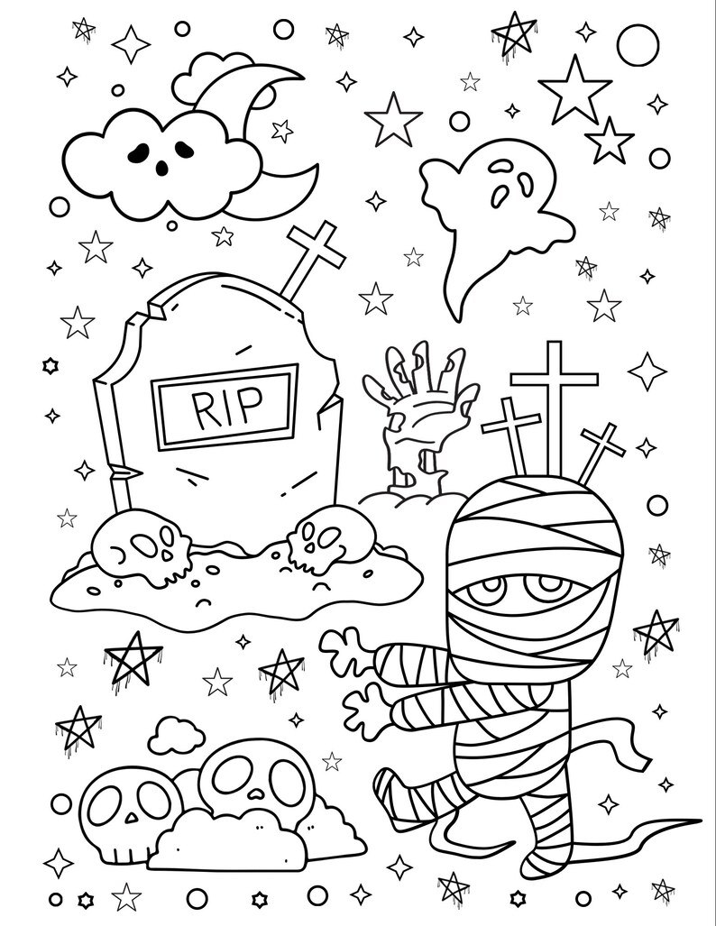 Kids Halloween Coloring Pages Etsy