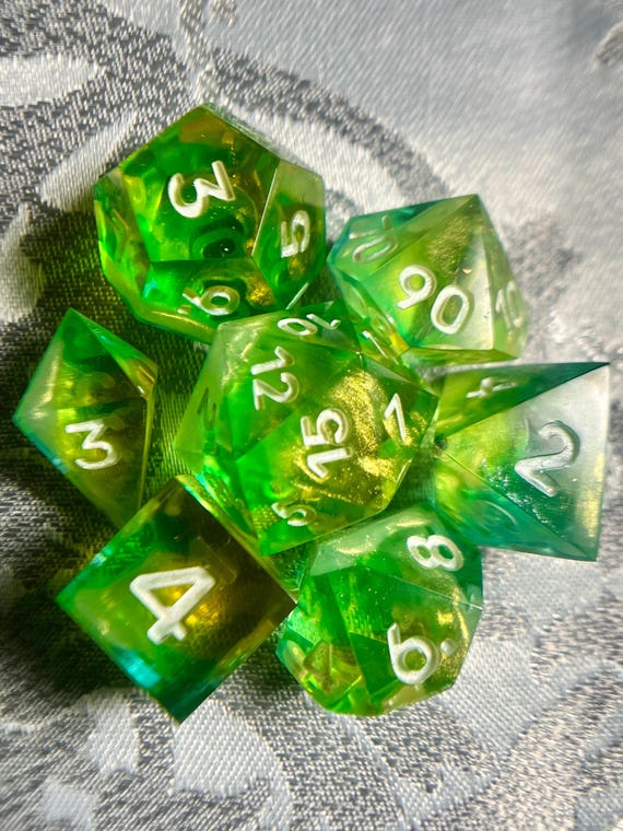 Sharp-Edge Dice, D&D Dice, Resin Dice, Handmade Dice, DnD Dice, Polyhedral Dice, Dungeons and Dragons, RPG dice