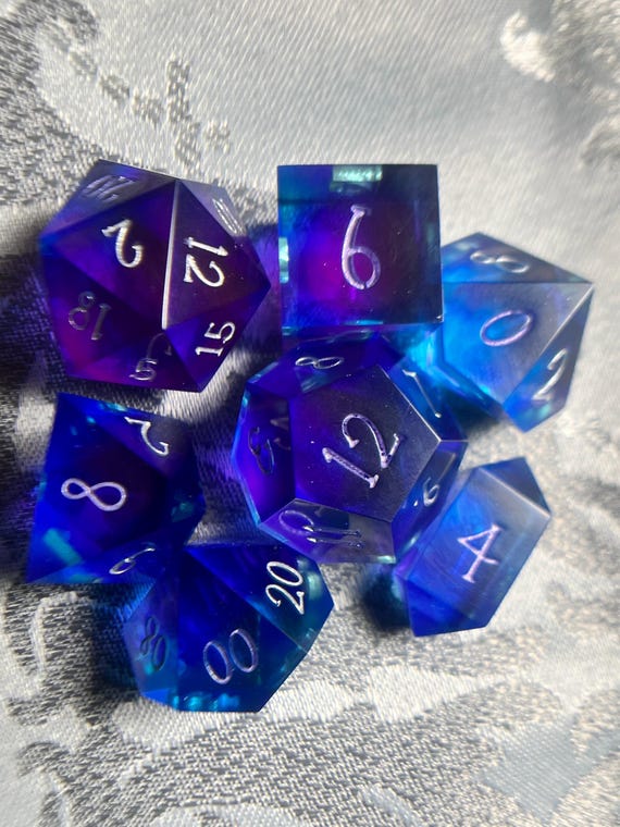 Sharp-Edge Dice, D&D Dice, Resin Dice, Handmade Dice, DnD Dice, Polyhedral Dice, Dungeons and Dragons, RPG dice
