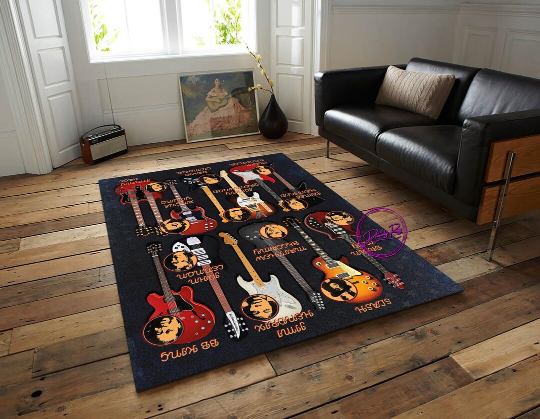 Guitar Rug Music Rug Minimalist Rug Modern Rug Music Room Etsy