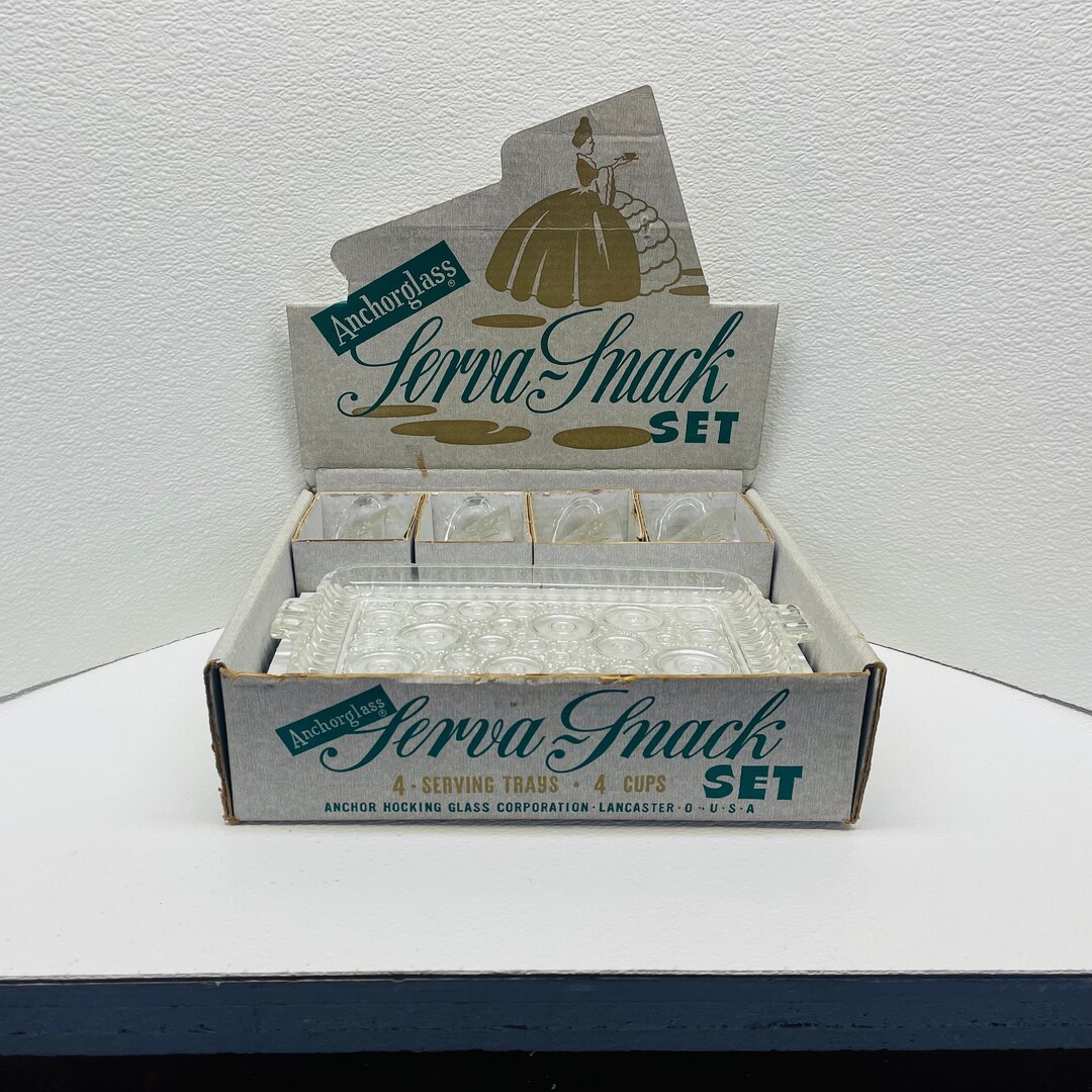 Vintage Anchor Glass Servasnack Set Etsy