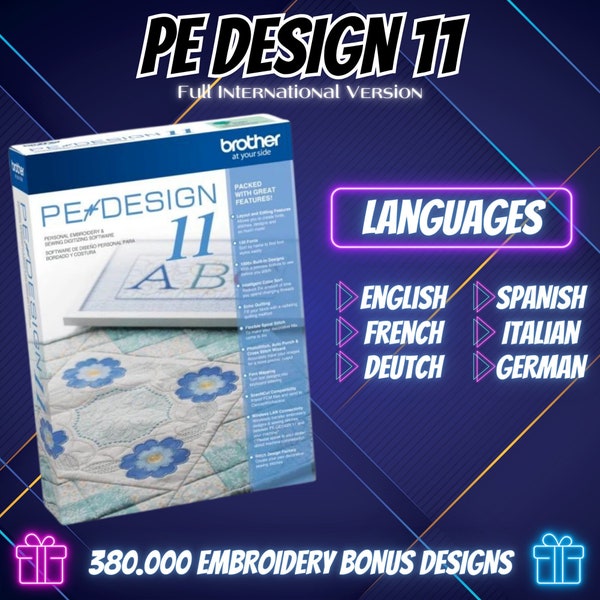 Logiciel de couture et de numérisation de broderies PE Design 11 clé de licence complète + 380 000 modèles en prime