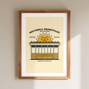 Southsea Promenade Print - Retro Art - Portsmouth Print - Retro Wall Art - Southsea Print - Portsmouth Wall Art