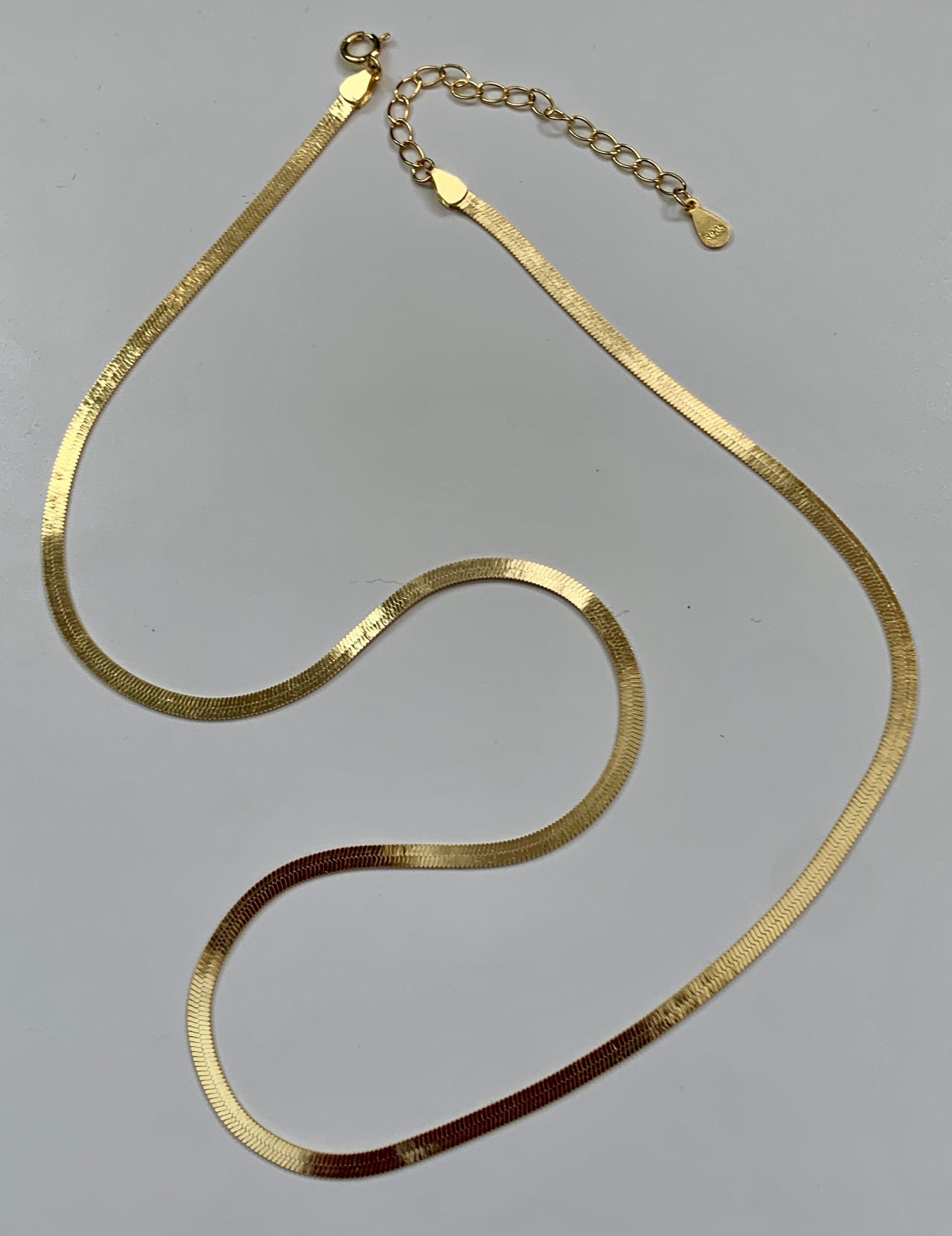 [HARANG]★BTS 着用★HR 345N_Herringbone snake chain necklace Herringbone Snake Chain Necklace, 925 Sterling Silver Flat