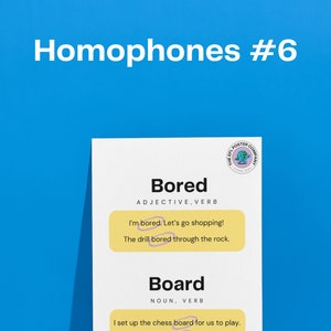 Homophones #6 Poster | ESL | EFL | ESFOL | A2, A3, A4 Sizes Included | Classroom | Visual Aids | Printable