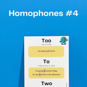 Homophones #4 Poster | ESL | EFL | ESFOL | A2, A3, A4 Sizes Included | Classroom | Visual Aids | Printable
