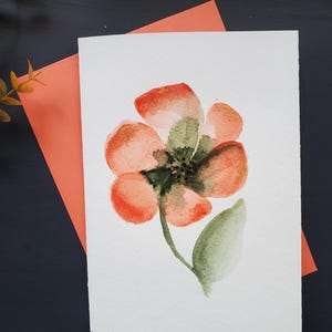 Hand Painted Watercolor Card Set, Watercolor Greeting Cards, Hand Painted Flower Note Cards, Botanical Greeting Card, 4 Cards Set Envelope