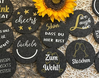 Filz Untersetzer für Gläser mit Sprüchen - für zu Hause - Home Decor -