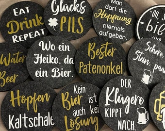 Filz Untersetzer für Gläser mit Bier Sprüchen - für zu Hause - Home Decor -