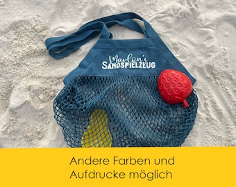 personalisierte Sandtasche - Tasche für Sandspielzeuge - Strandspielzeug - Netztasche - Mesh Tasche