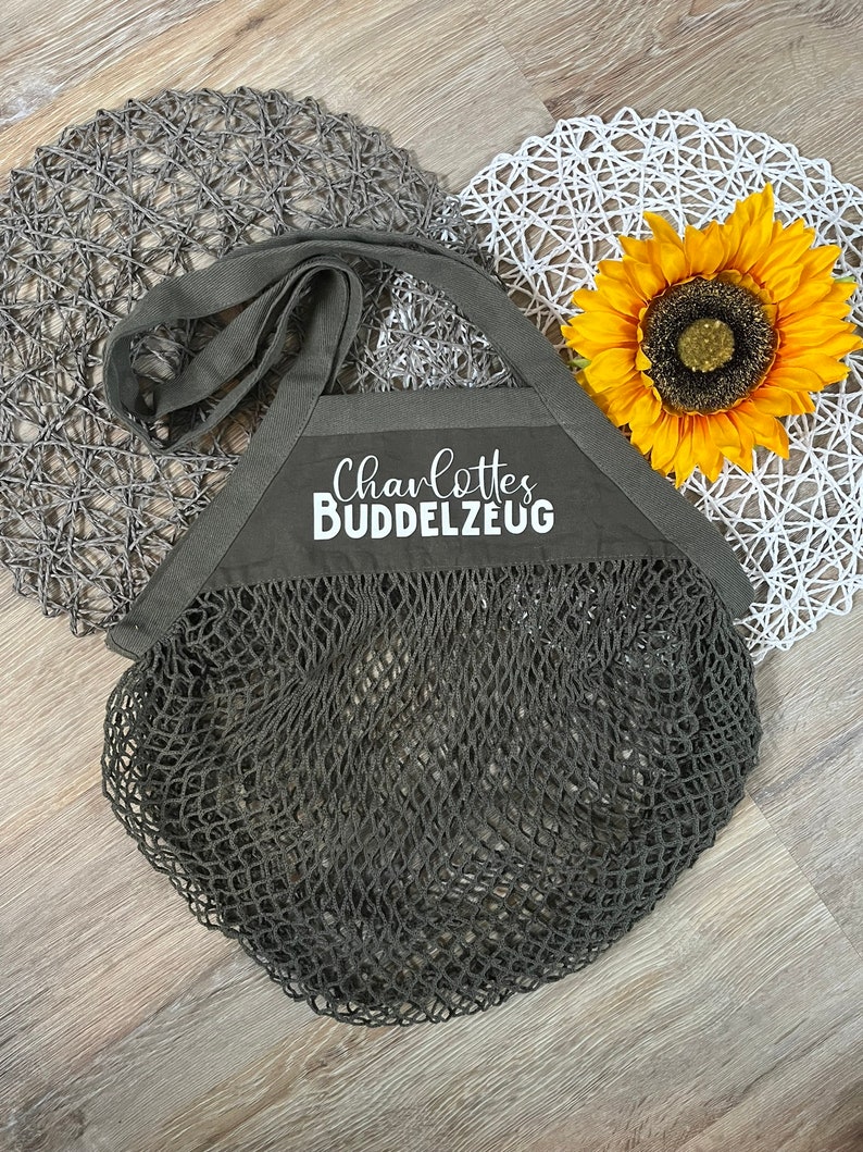 personalisierte Sandtasche Tasche für Sandspielzeuge Strandspielzeug Netztasche Mesh Tasche 4 - Olive