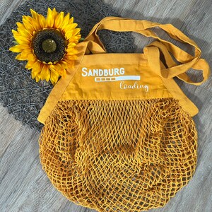 personalisierte Sandtasche Tasche für Sandspielzeuge Strandspielzeug Netztasche Mesh Tasche 8 - Sonnengelb