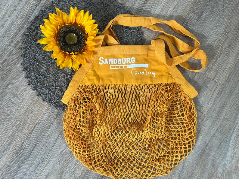 personalisierte Sandtasche Tasche für Sandspielzeuge Strandspielzeug Netztasche Mesh Tasche 8 - Sonnengelb