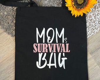 Mom’s survival bag - Jutebeutel für Mütter - Einkaufstasche - Tasche für unterwegs - Geschenk zu Muttertag