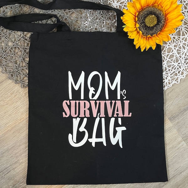 Mom’s survival bag - Jutebeutel für Mütter - Einkaufstasche - Tasche für unterwegs - Geschenk zu Muttertag