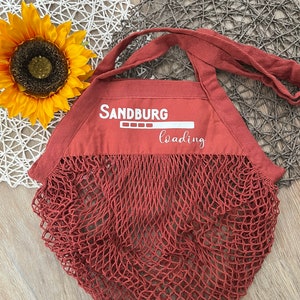 personalisierte Sandtasche Tasche für Sandspielzeuge Strandspielzeug Netztasche Mesh Tasche 2 - Rostrot