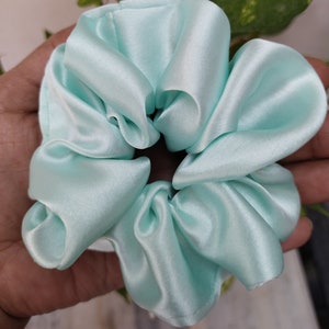Sky Blue/Sea green Scrunchie for bridesmaid, &quot;Stylish Handmade Scrunchies, Blue satin Hair Scrunchie,Hair Elastic Band