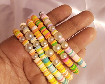 Braccialetti Di Fascino Heishi Perline Perle Donne Impilabili Perle Di