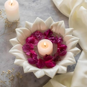 Marble Decorative 9 inch Bowl, Marble Tray, lotus marble bowl, unique decoration, flower decoration bowl,handmade marble tray,Christmas gift