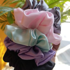 5 Set Colorful Scrunchie for bridesmaid, &quot;Stylish Handmade Scrunchies,  Satin Hair Scrunchie,Hair Elastic Band