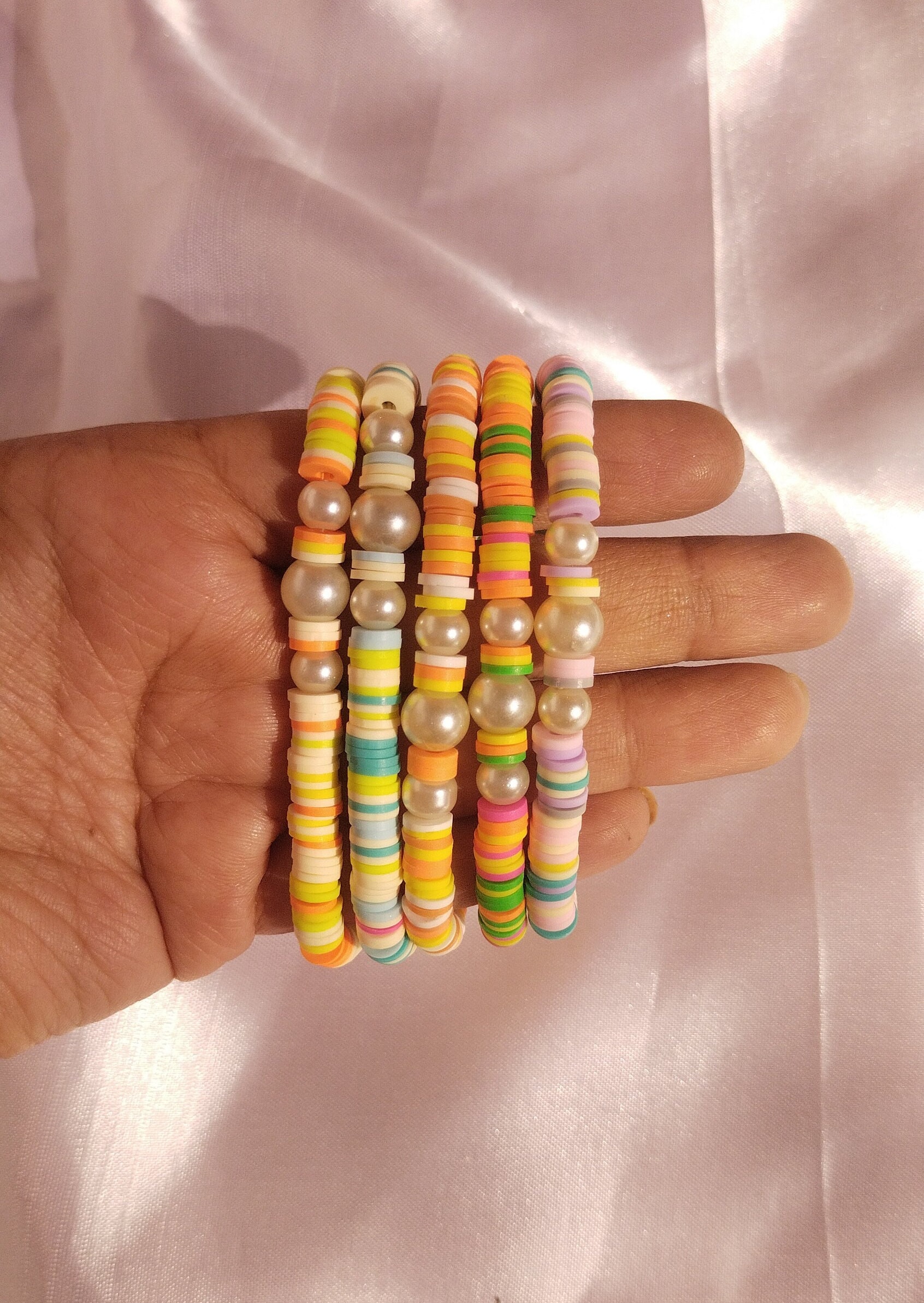 Set Di 14 Braccialetti Heishi Per Donna: Perline In Argilla E Cristallo, Stile Boho Impilabili, Gioielli Estivi