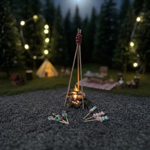 Campfire for the elf with marshmallows | Elf door | Fairy door | Miniatures | Elf | Elf accessories | Miniatures for elf door