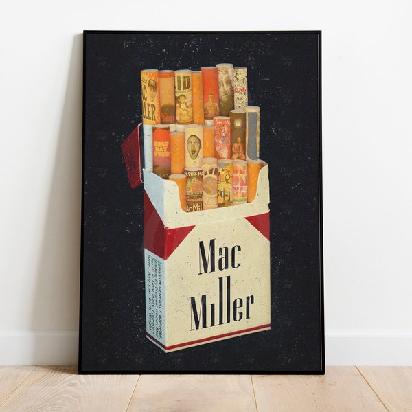 Mac Miller Poster Matt Druck, Mac Miller Cigarette Poster, Mac Miller Kunst, Rap Poster, Poster im Studentenwohnheim, Poster