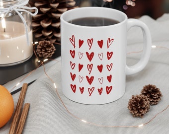 Taza de cerámica Corazones 11oz