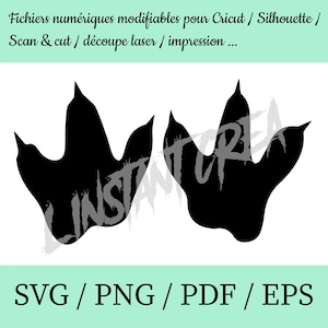 Fichier numérique empreintes dinosaure naissance Cricut Silhouette Scan and cut découpe laser