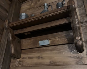 Wooden shelf with secret compartment - Escape Room Prop
