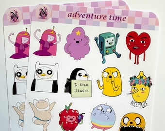 Sticker Adventure Time/sticker tv-cartoon/vinyl/waterdicht/waterflessticker sticker dagboek/kinderdagboek/sticker notitieboekje/lunchboxsticker